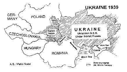 Map of Ukraine in 1939