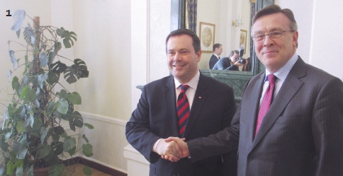 1) Minister Jason Kenney meeting with Ukrainian Foreign Affairs Minister Leonid Kozhara about ongoing free trade negotiations and Canada’s concerns with the decline of civil rights and rule of law in Ukraine.