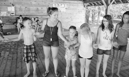 1 - Stephanie Lyseiko with kids at Camp Soki at Hawkestone