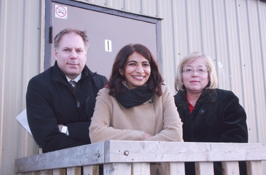 L. to R.: Andre Sochaniwsky, Chair of St. Sofia School Expansion Committee; Dipika Damerla, MPP for Mississauga East-Cooksville; St. Sofia School Principal Patricia Kasij