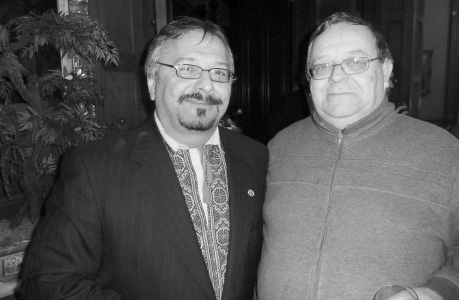 2 - L. to R.:  Andrij Hladyshevsky, President of Shevchenko Foundation and interim chair of CFWWIRF with James Slobodian, Camp Spirit Lake Corporation Board of Directors Chairperson