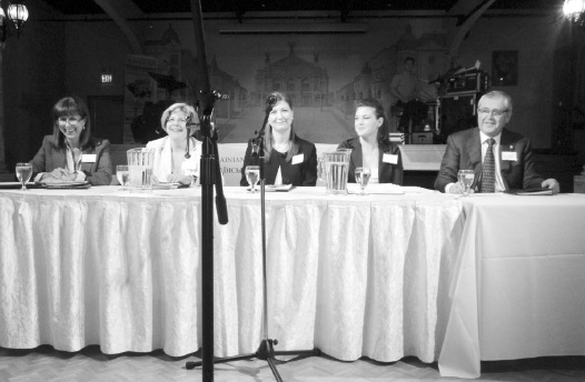 3 - Left to right: Alexandra Chyczij, panel moderator, panellists – Dr. Lesia Babiak, Natalie Witiuk, Anastasia Baczynskyj, Don Sirko