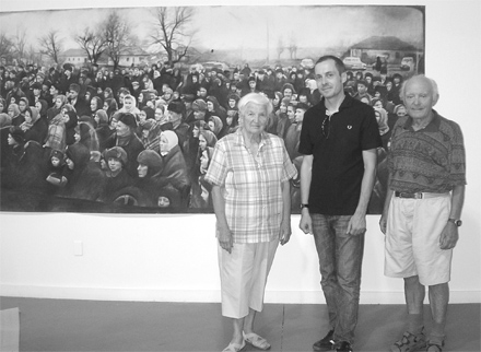 Зліва направо: Оксана Бризгун-Соколик, мистець Олександер Власенко, Ярослав Соколик