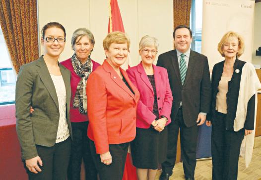 2 - L. to R.: Paula Stelmach (grand-daughter of the late Senator Paul Yuzyk); three daughters of the late Senator Paul Yuzyk: Eve Yuzyk, Vicki Karpiak, Vera Yuzyk; The Honorouble Jason Kenney, MP and The Honourable Senator Raynell Andreychuk