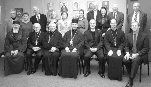 Bishop Borys Gudziak, seated third from right with clergy and St. Vladimir Institute Board Members
