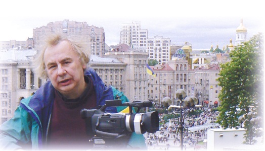 Yurij Luhovy filming Genocide Revealed in Kyiv.