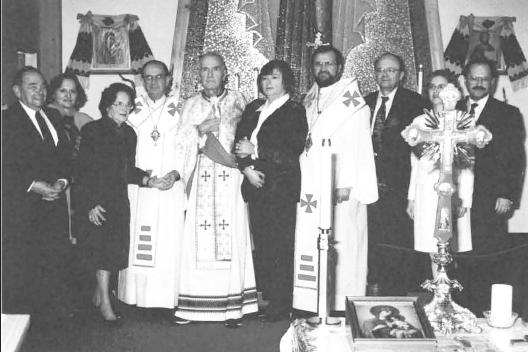 Assumption of the BVM Church in Portage la Prairie, Manitoba, October 16th, 1998, for the 60th anniversary of priesthood for Father Ihor (fifth from left), together with His Excellency Metropolitan Michael Bzdel (4th from left), and Most Reverend Bishop Stefan Soroka (7th from left), with Father Ihor’s immediate family